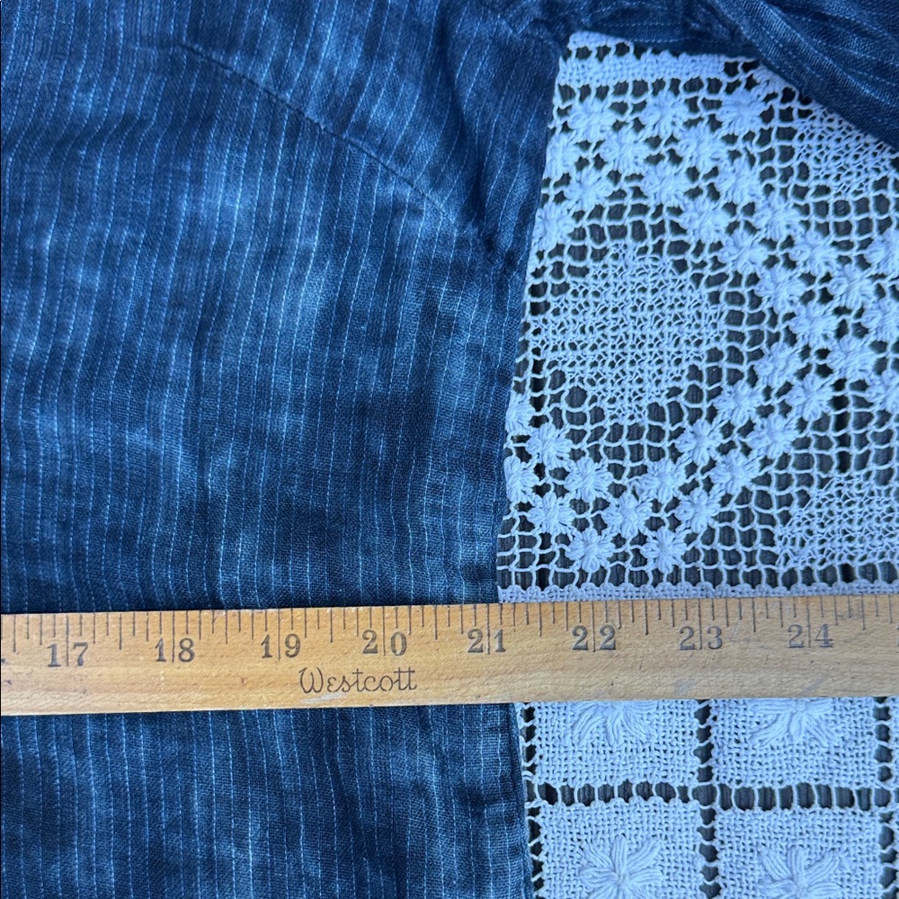 Ryan Michael Indigo Washed Cotton Flounce Sleeve Shirt w/ Buffalo Buttons XXL - Picture 10 of 14